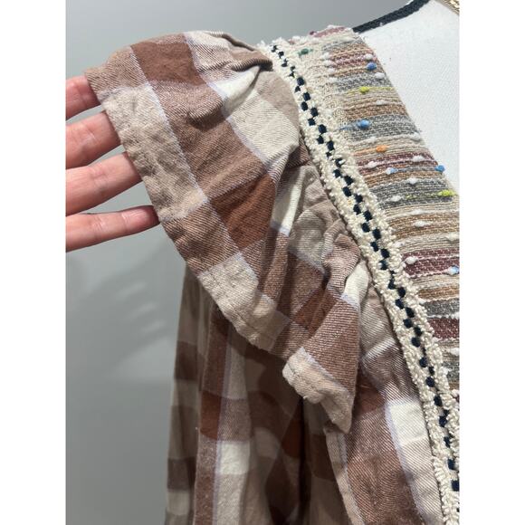 Entro “Corrine” Women’s Boho Plaid Blouse Size Large 100% cotton - Picture 7 of 14